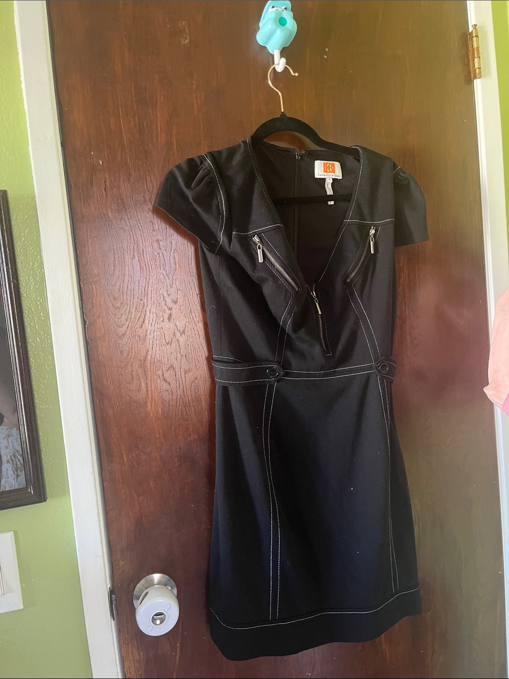 Laundry by Design Black Mini Sheath Dress with Contrast Stitching